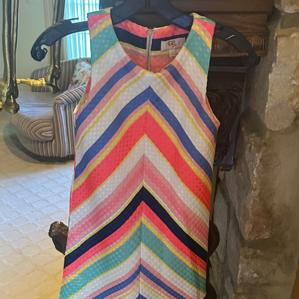 GB girls kids size 7 Colorful Chevron Sleeveless Dress